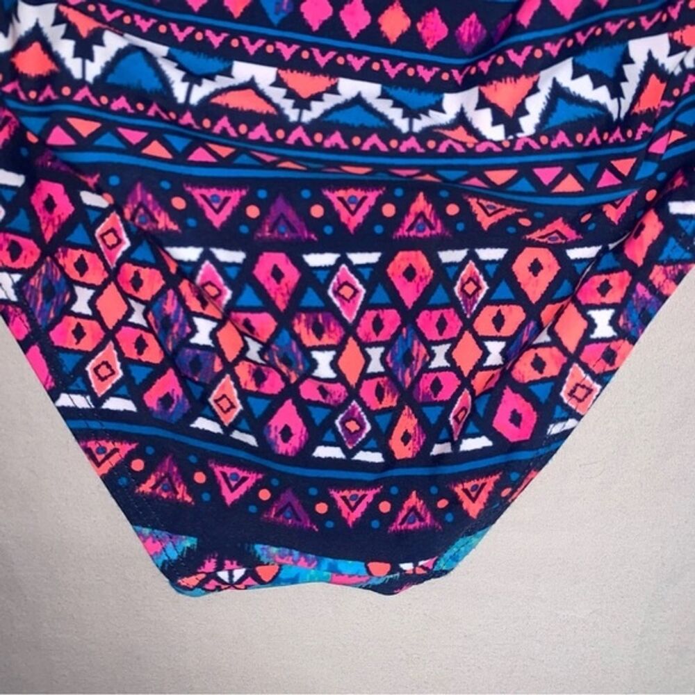 Neon Hot Pink Tribal Bathing Suit One Piece Swimsuit Girls 7-8 Swim Beach Pool - Picture 4 of 7